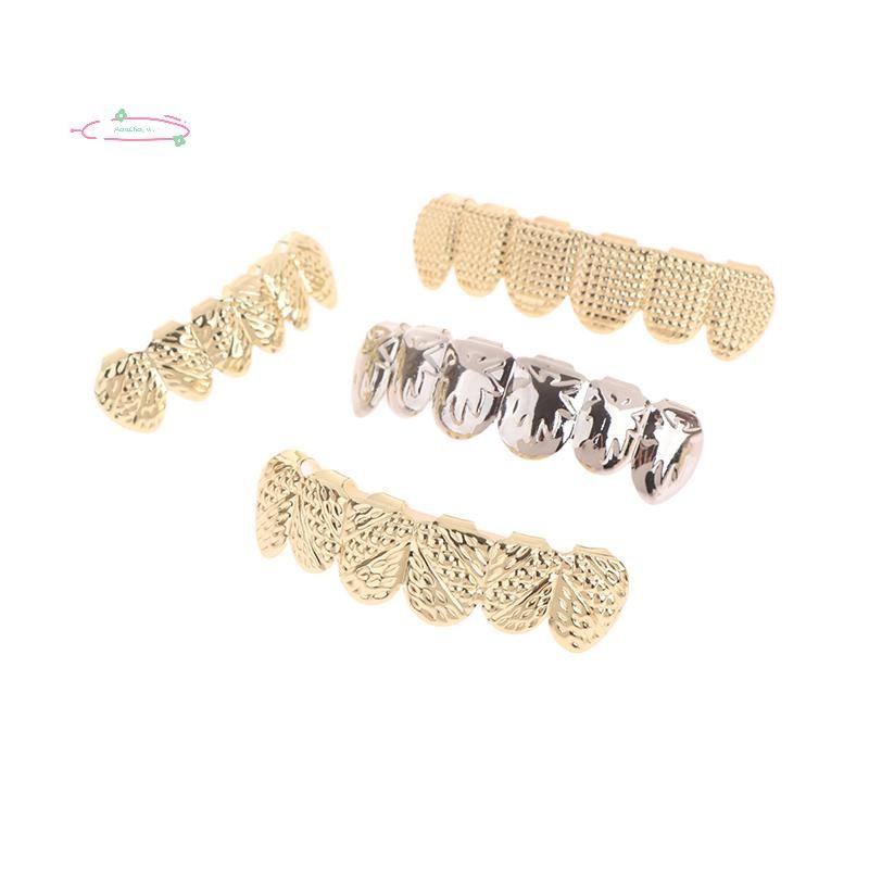 AdaChoi Hip Hop Kim Loại Răng Grillz Vàng Màu Bạc Răng Grillz Mũ Răng Có Thể Tháo Rời Punk Cosplay T