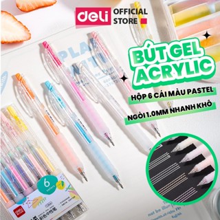  Set Bút Gel Acrylic Ngòi 1.0mm 6 Màu Pastel Siêu Xinh Viết Trơn Tru Ra Mực Đều Nhanh Khô DIY Giáng Sinh 