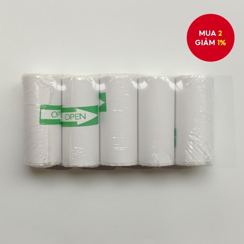 Giấy in nhiệt mới thời thượng 57x25MM, nhãn dán tự dính cho máy in Bluetooth mini, dễ dàng mang theo.
