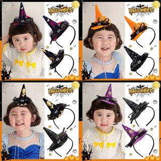 2PC ~ Băng đô mũ phù thủy Halloween với thiết kế bí ngô và dơi – Hoàn hảo cho trang phục và tiệc Halloween cho trẻ em