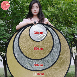 Tấm Hắt Sáng 2in1 Tròn Kích Thước 30/60/80cm, Miếng Hắt Sáng 2 Trong 1 Chụp Ảnh Chuyên Nghiệp