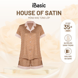 Đồ bộ nữ mặc nhà lụa satin iBasic pyjama tay ngắn quần đùi - HOMW039