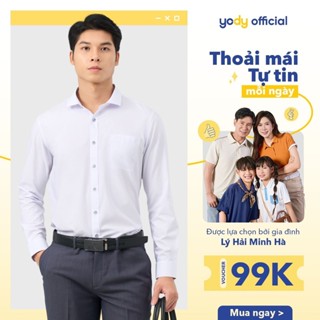 Áo sơ mi nam YODY dài tay dáng slim-fit có túi ngực chất lụa nến mềm mịn ít nhăn lịch lãm MOSH25A229