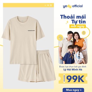 Bộ đồ nữ YODY set áo thun quần short năng động, thoải mái có dây rút, in chữ trẻ trung WCST25S064