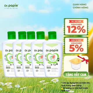 Combo 5 Chai Nước Tắm Thảo Dược Dr Papie Giúp Giảm Mẩn Ngứa Và Rôm Sảy, Hỗ Trợ Làm Sạch, Mát Da Bé - Chai 230ml