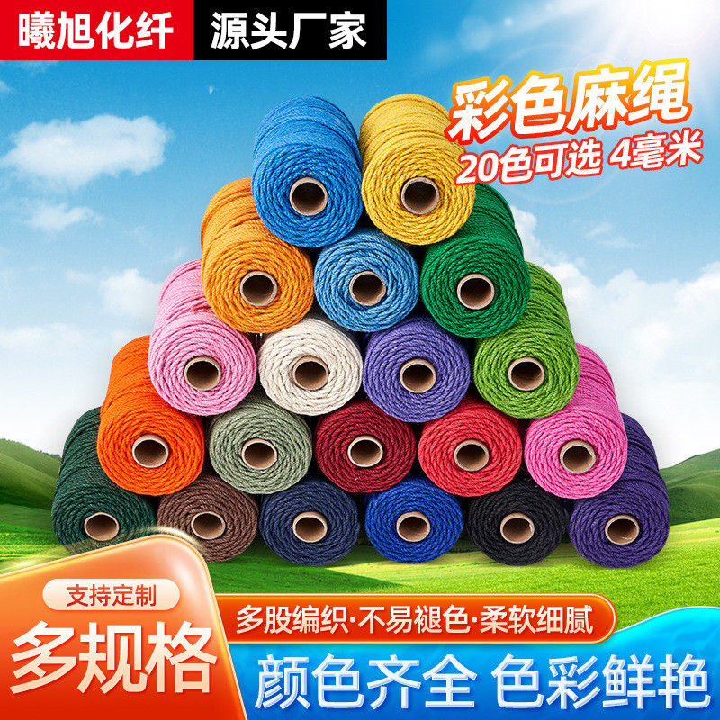 Dây gai dầu đầy màu sắc Dây bện 4,5mm Dây gai dầu trang trí tay gai dầu Màu trắng