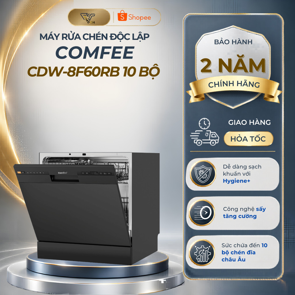 [MIỄN PHÍ CÔNG LẮP ĐẶT] Máy rửa chén thông minh Comfee​ CDW-8F60RB 10 bộ - Bảo hành 24 tháng