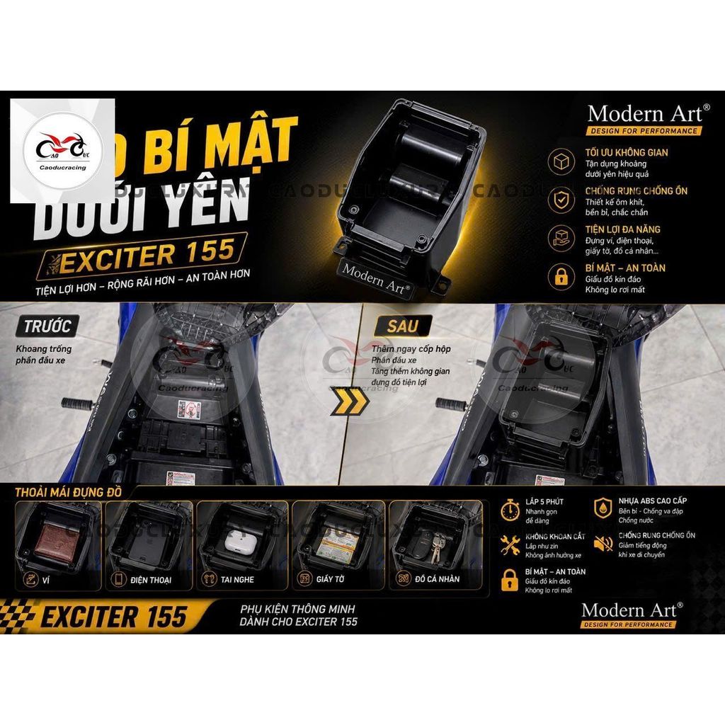 DEAL MỞ BÁN EX155 VVA - Cốp nhựa Đúc nguyên khối Ex155 VVA lắp như zin thêm không gian chứa đồ tiện 
