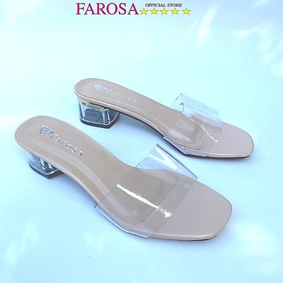 Dép nữ quai ngang FAROSA gót trong 3 phân bọc viền siêu hót trend