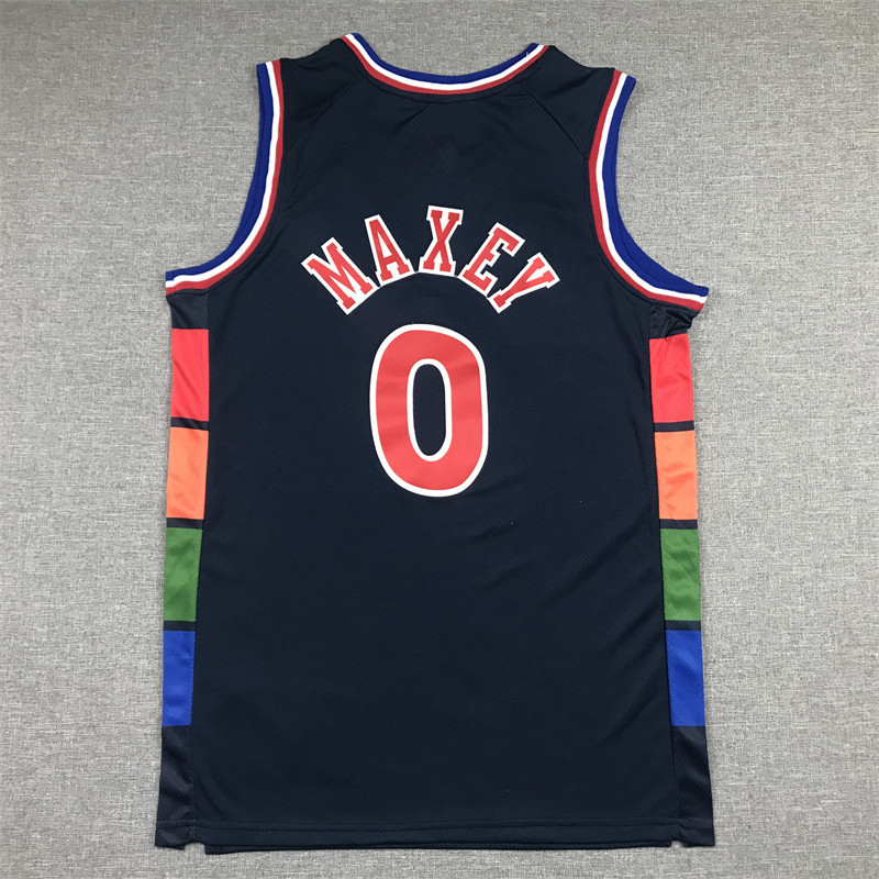 Bóng rổ Jersey số 76ers No. 0 Áo bóng rổ Marksey 76ers Jersey 22 Dark Blue City Edition