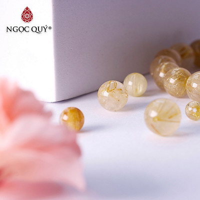 Hạt lẻ đá thạch anh tóc vàng dùng làm sản phẩm handmade - Ngọc Quý