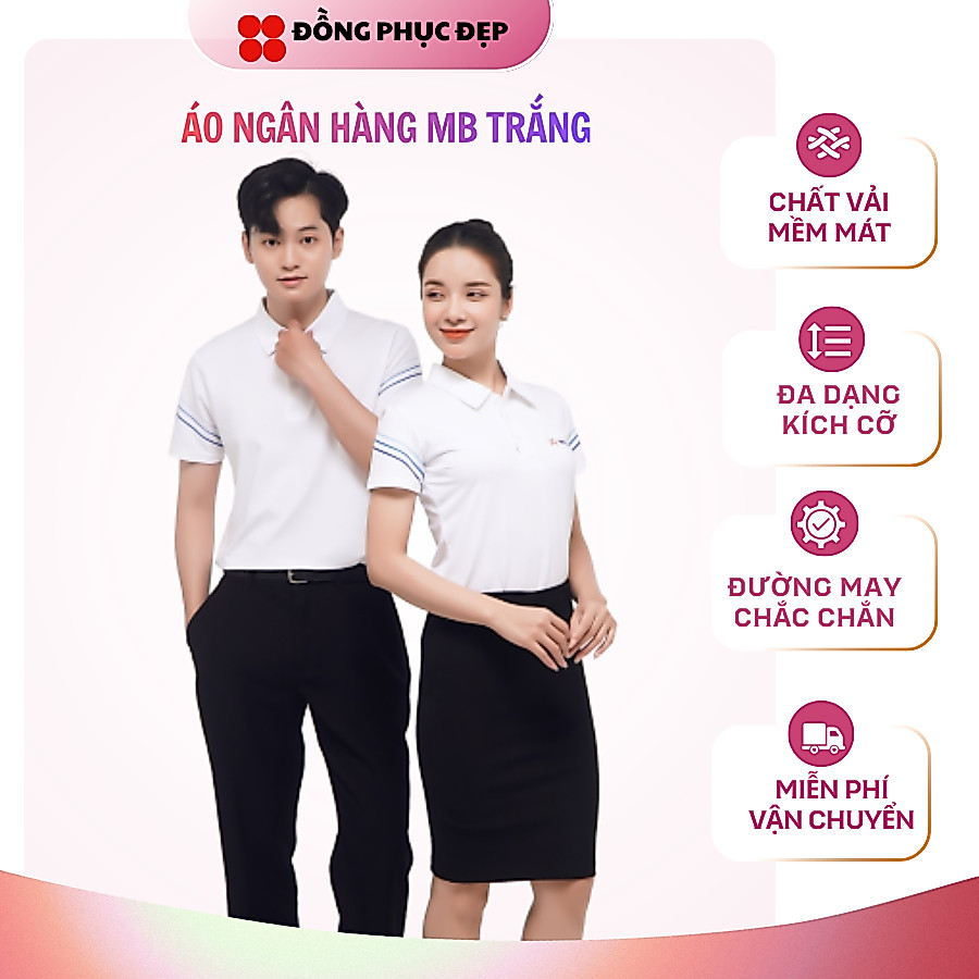 Áo Polo Đồng Phục Ngân Hàng MB - Màu Trắng - Vải AirycoolCao Cấp MB Bank - Co Dãn Thoáng Mát Cho Nam
