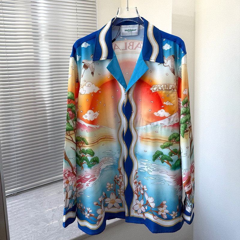X5TT CA 2025New European and American Style3D Digitally Printed Youth Fashion Men's Long Sleeve Shir