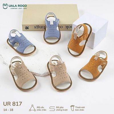 Dép tập đi cho bé Ualarogo sandal đế cao su chống trượt an toàn xăng đan quai dán điều chỉnh UR 817