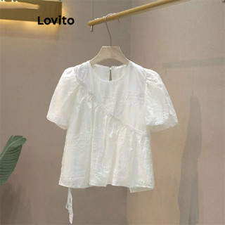 Lovito Áo Cánh Thường Ngày Xếp Ly Trơn Mùa Hè/xuân Dành Cho Nữ LNM70216