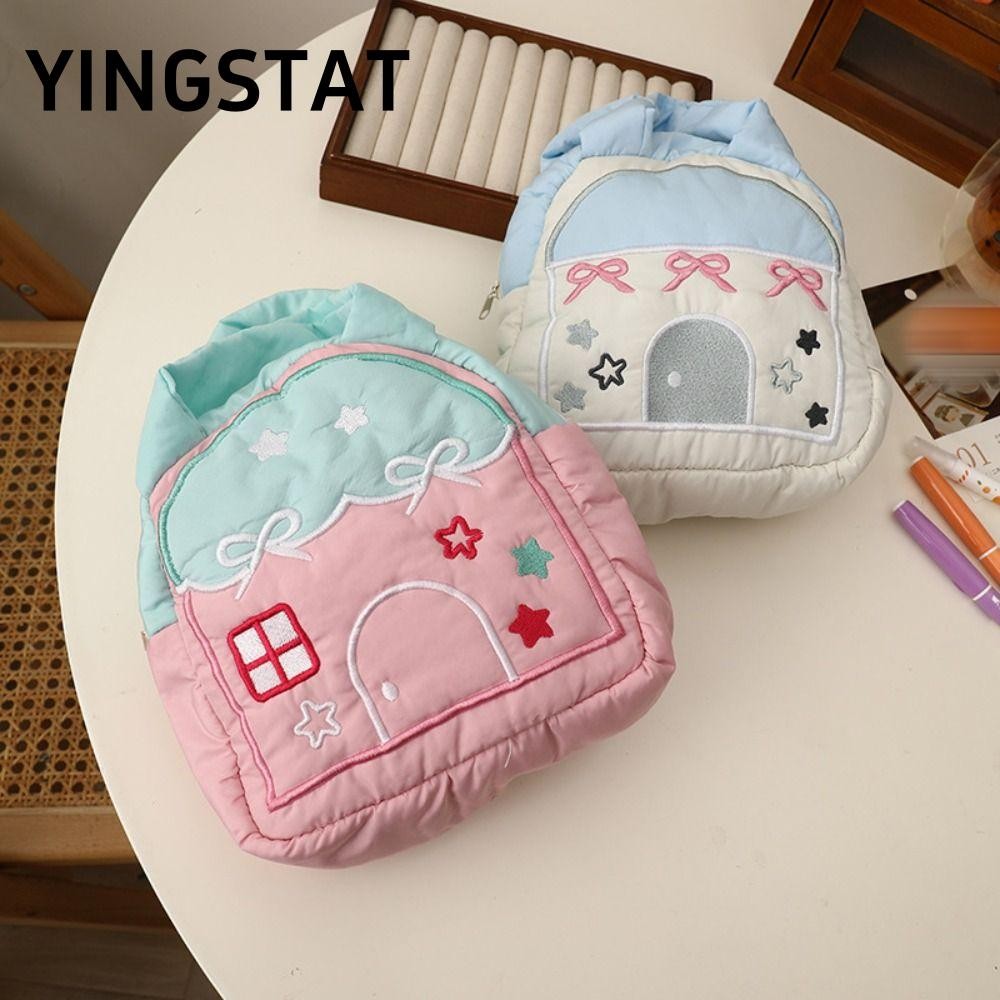 Túi thêu YINGSTAT, Túi xách đa chức năng dung tích lớn, Túi đựng mỹ phẩm di động họa tiết INS House