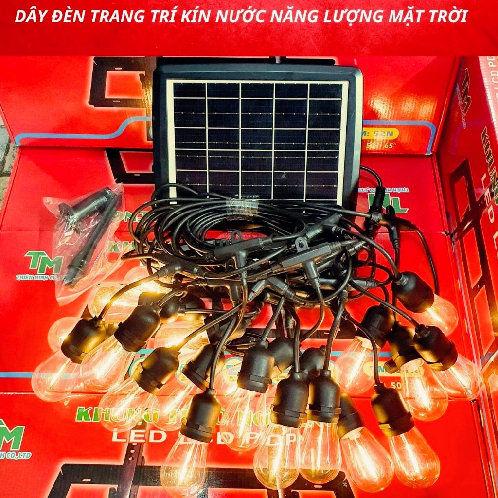 Bộ Dây Đuôi Đèn Năng Lượng Mặt Trời Kèm Bóng 5M- 10Đuôi, 10M- 20Đuôi