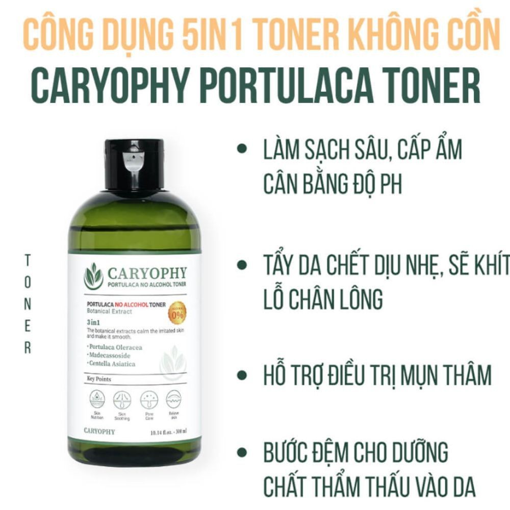 Ảnh 3 của Nước Hoa Hồng Caryophy Portulaca Toner Không Cồn Dành Cho Da Mụn Giúp Cân Bằng Và Làm Dịu Da 300ml