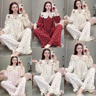 Sammy Bộ Mặc Nhà Cổ Sen ren vạt vuông chất Đũi gạo mềm đẹp xinh xắn cho Nữ DD57 Sammy