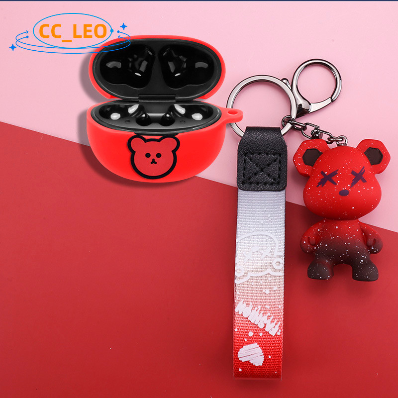Case for QCY MeloBuds N70 Cartoon Bear Keychain Pendant Cute Silicone Soft Case Suitable for QCY Mel