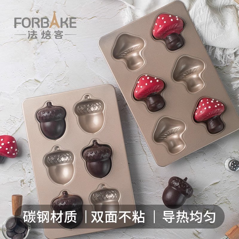 Pháp Baker 6 Món Nấm Acorn Bánh Nướng Chảo Hộ Gia Đình Thông Nón Đai Ốc Fernancier Pound Bánh Nướng 