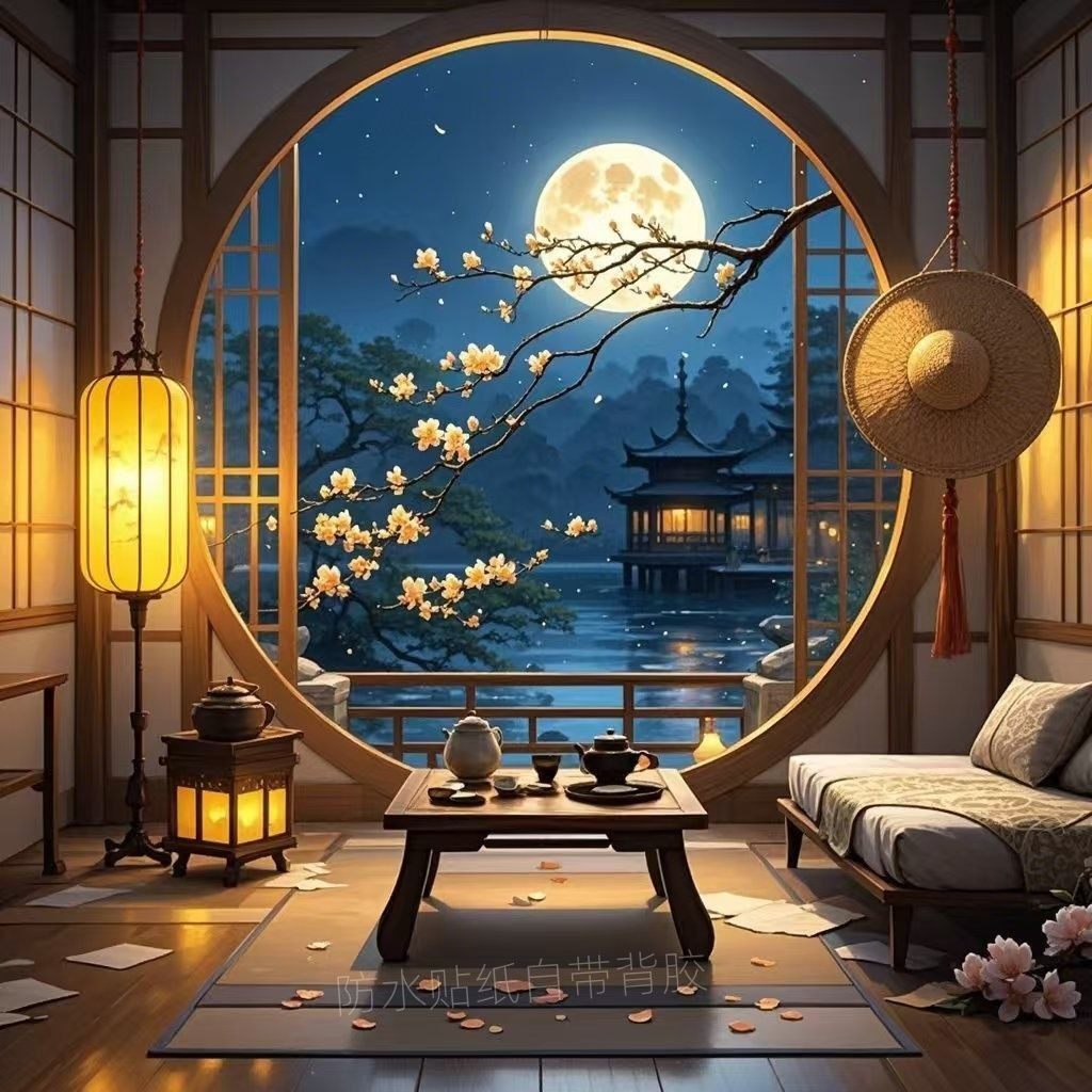 Waterproof9tt Wall art for the living room, rental house, study, tea room, night scene painting tb H