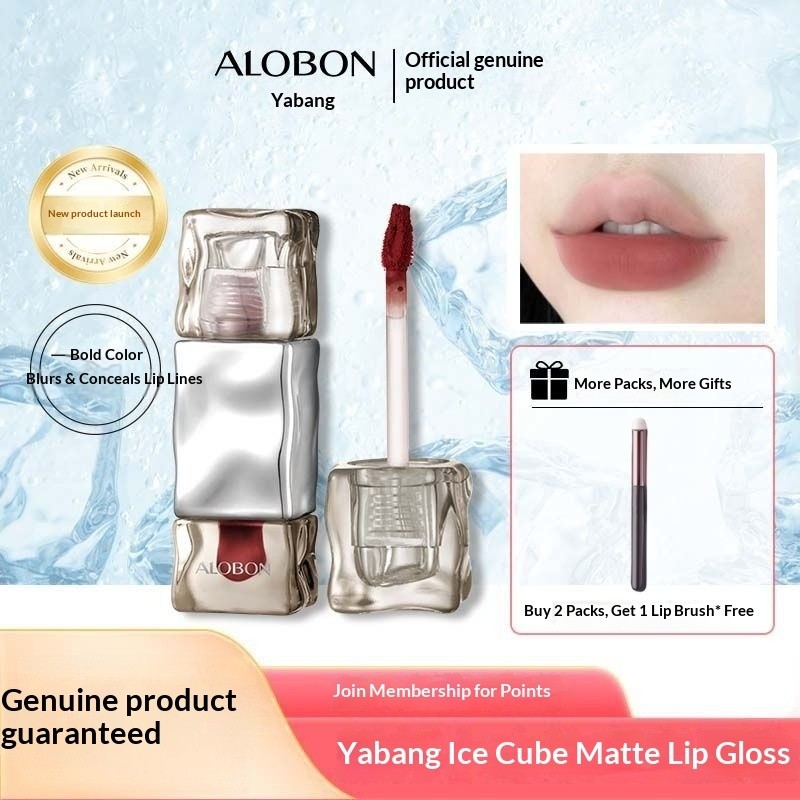 [Flagship chính thức] Yabon Little Ice Cube Matte Lip Glaze, tông màu khỏa thân, hiệu ứng làm sáng, 
