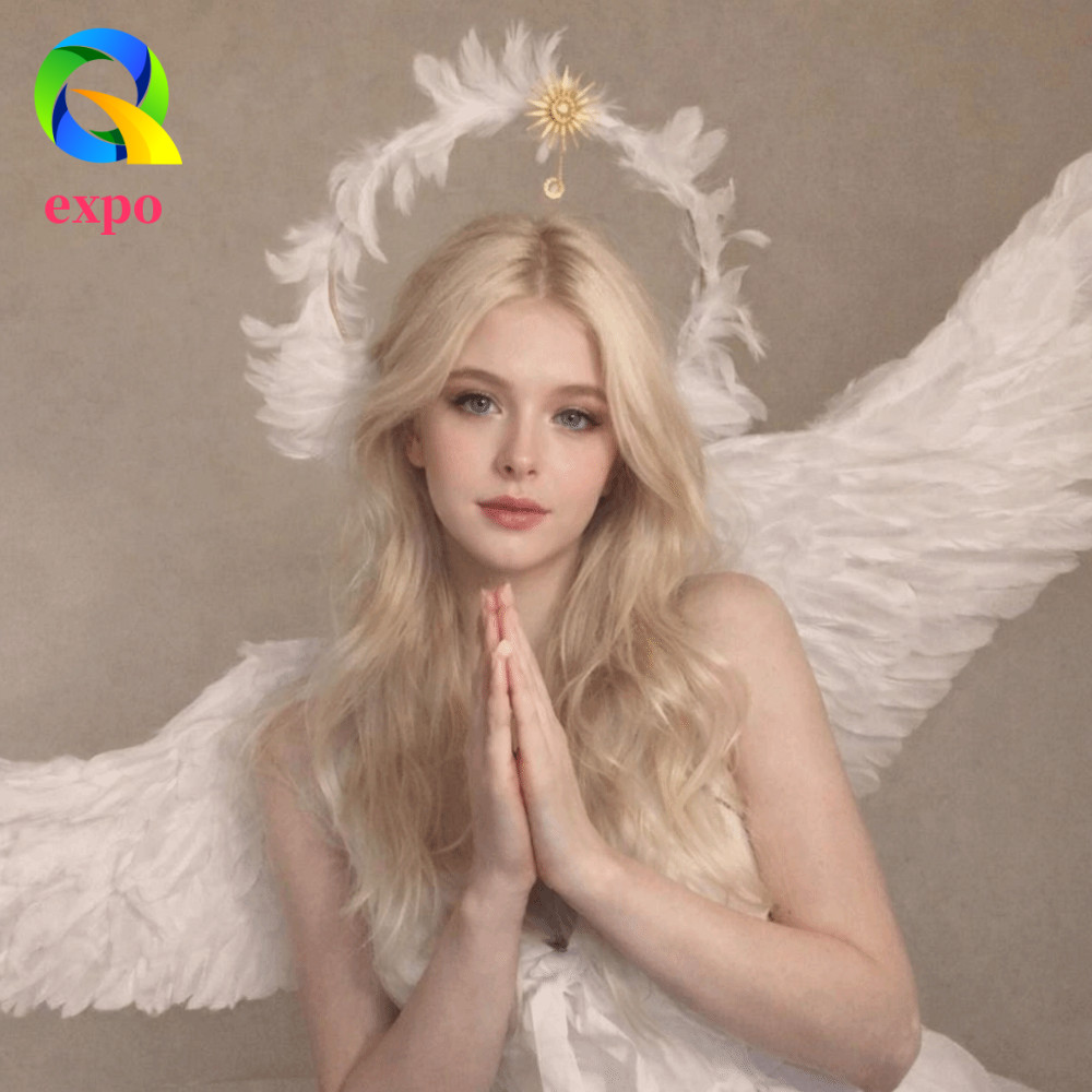 EXPO LIMIT Feather Glory Crown Headband, Dress Up Đạo cụ hai lớp Virgin Mary Queen Tiara, Gothic Vin