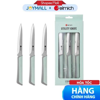 Bộ 3 Dao Tiện Dụng Elmich EL4010, Hàng Chính Hãng, Lưỡi Dao Thép Không Gỉ 5Cr15, Liền Khối - Joymall