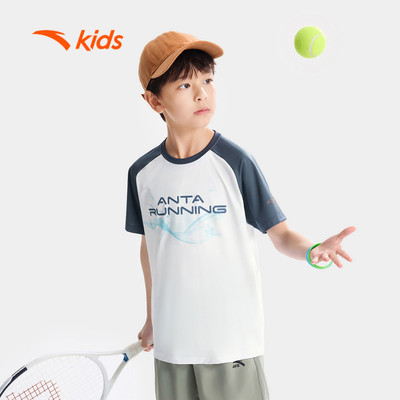 Anta Kids Áo Thun phông Thời Trang Thể Thao Bé Trai từ 10-14 tuổi Thoáng Mát, Nhanh Khô 3526B5102