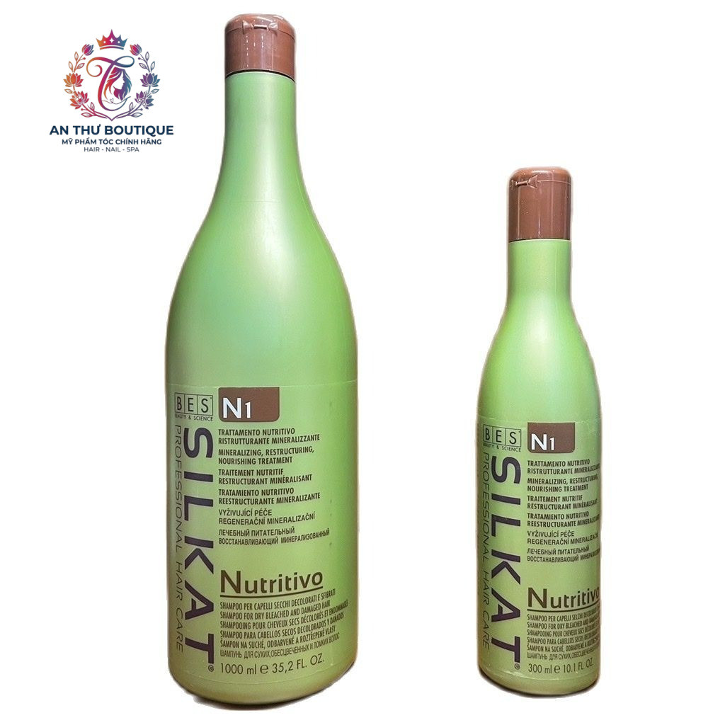 Dầu gội dành cho tóc khô, phai màu, hỏng Bes Hergen Silkat N1 Nutritivo Shampoo 1000ml .AT