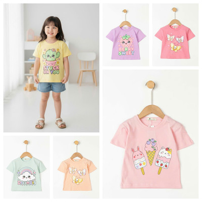 Áo ngắn tay phông thun LITIBABY cotton bé gái mùa hè cộc tay cho bé từ 11kg - 35kg