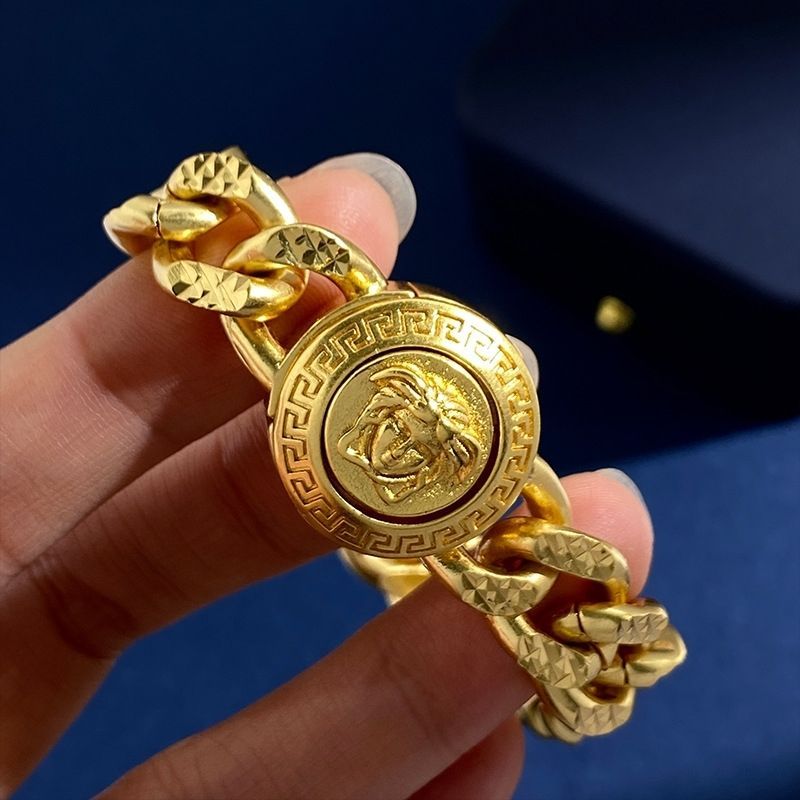 TYUG VER#### Beauty Head gold Hollow Bracelet for Women, Thick Chain, Trendy Brand Maze Bangle, Clas