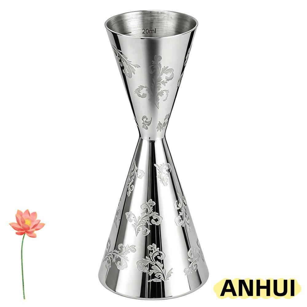 ANHUI Double Head Jigger, Lá Inox Thiết Kế Sọc Cocktail Jigger Cup, Chuyên Nghiệp 30 / 60ml Bartendi