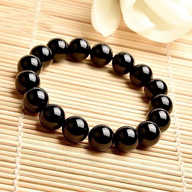 Vòng Tay Hạt Đá Chuỗi Đen Obsidian Cầu Nguyện