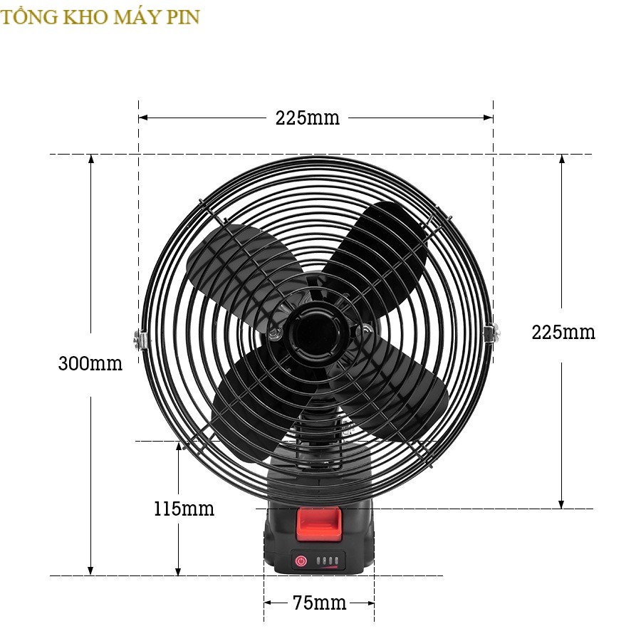 Quạt Pin Tích Điện MAKITA, Quạt Chạy Pin Tích Điện 8 Inch Để Bàn , Làm Mát Cực Nhanh,  (quạt đen ) T