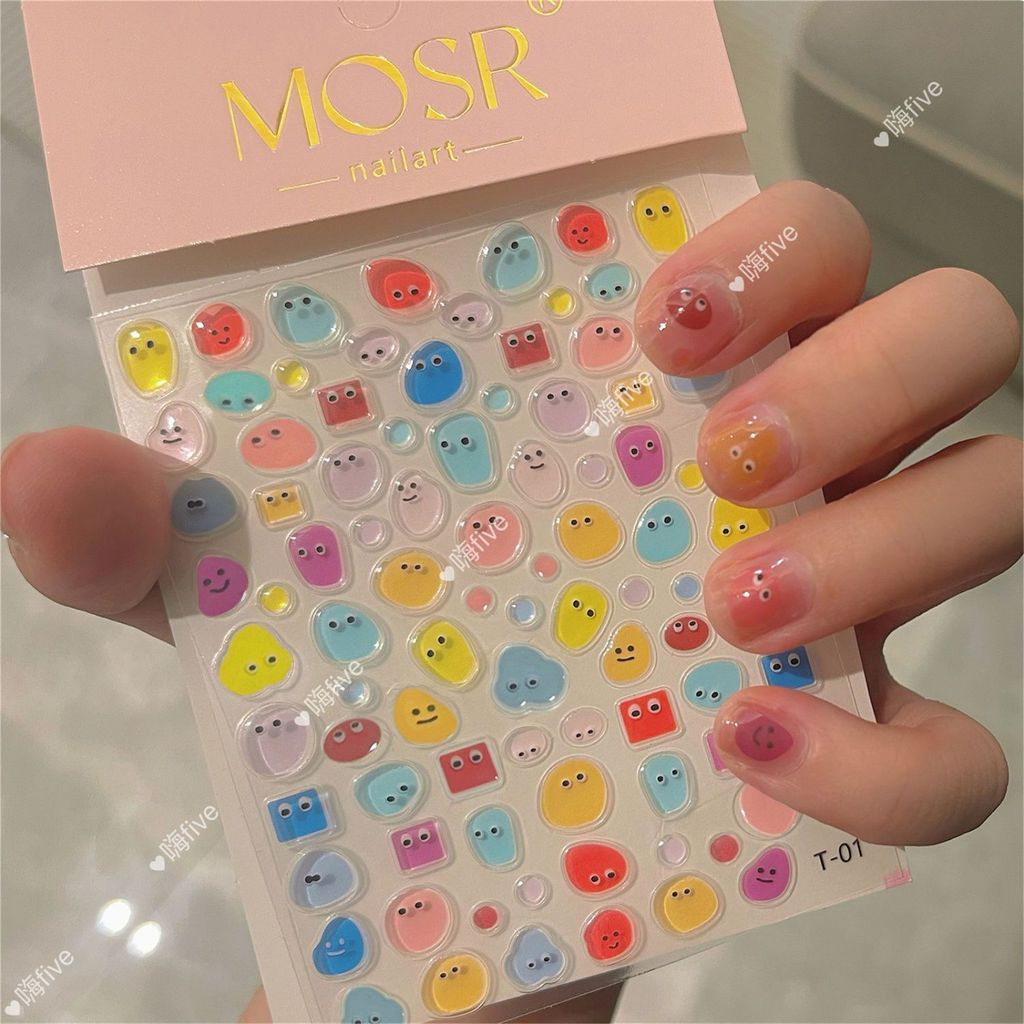 Ba Chiều Jelly Bean Miếng Dán Làm Móng Tay Dễ Thương Jelly Bean Trong Suốt Mắt Nhỏ Giọt Nước Miếng D