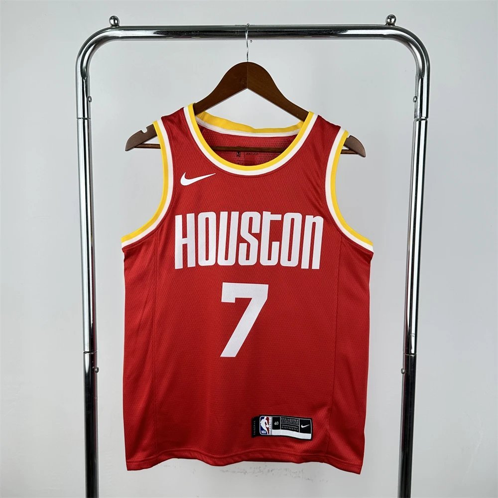 Áo đấu Durant Rockets được ép nóng số. 7 Lưới Đỏ Retro kd Sun Team Thunder No. Đồng phục bóng rổ phi