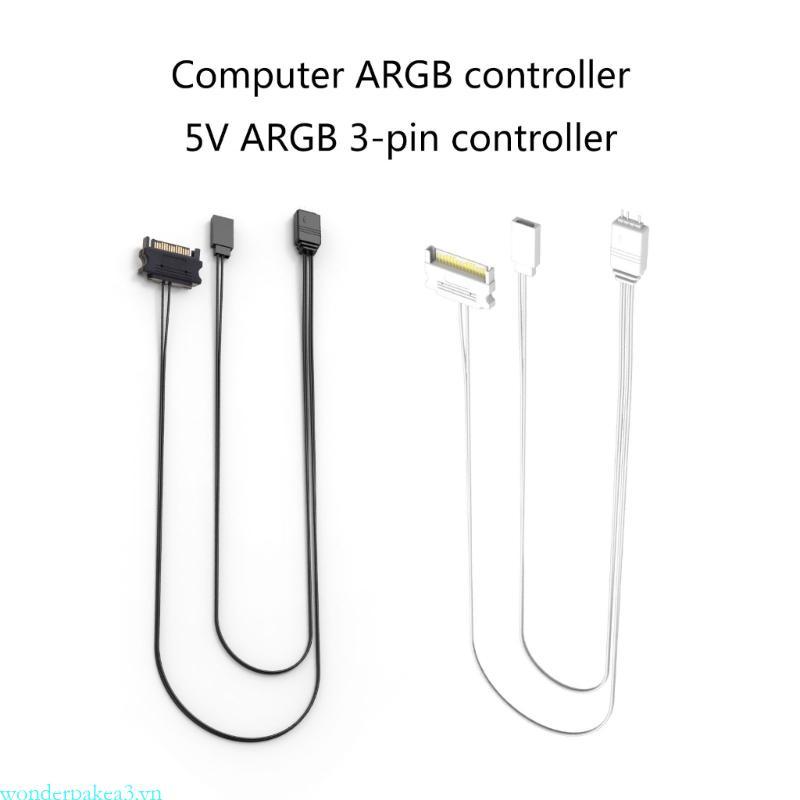 Wonderpakea3 1PC 5V 3Pin 5V 3Pin ARGB SYNC Adapter Cáp Cho Bo Mạch Chủ SYNC PC Khung Xe Quạt Làm Mát