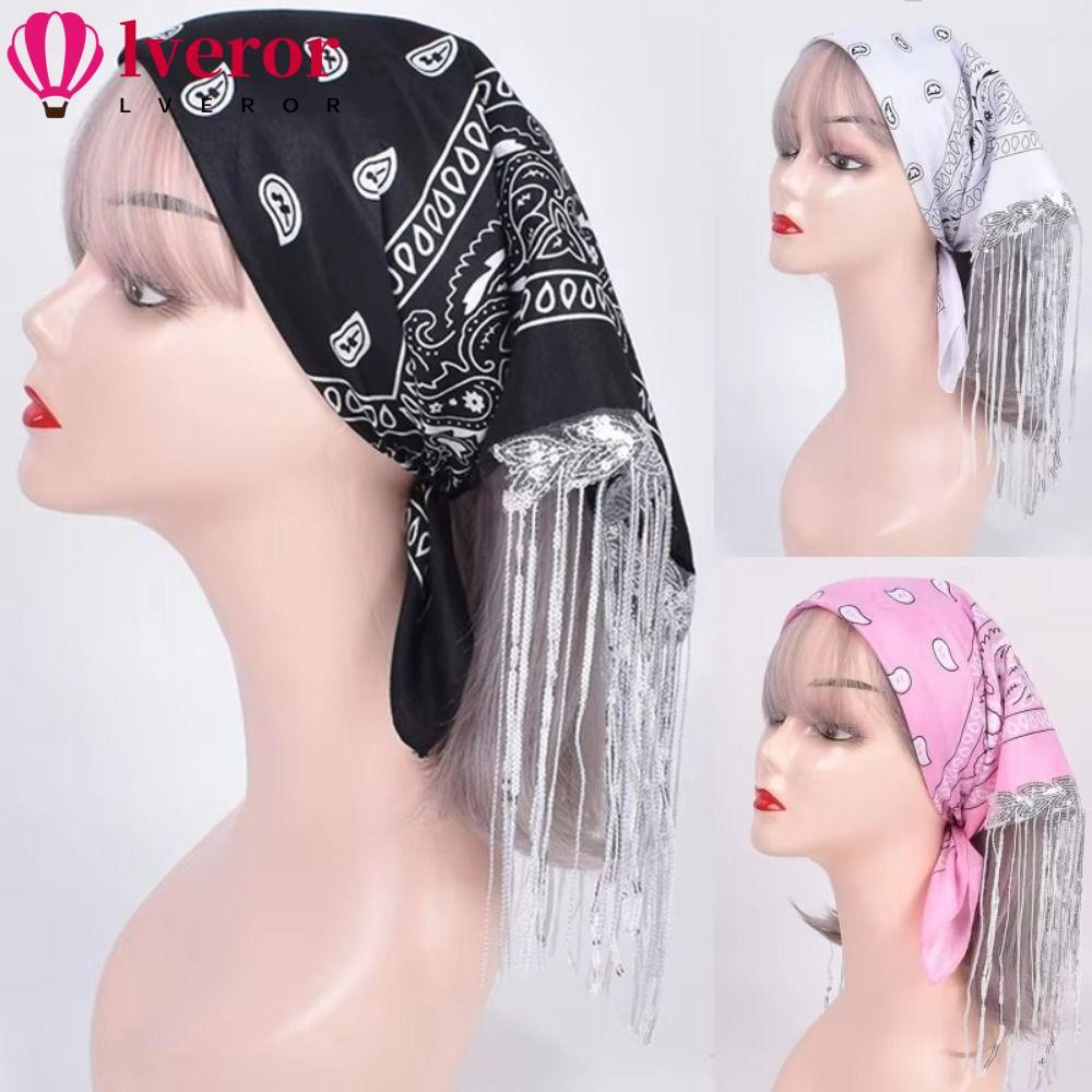 LVEROR Sequin Bandanas, Sequin Design Cowboy Style Cowgirl Bandanas, Phụ kiện phương Tây Tua Rua Viề