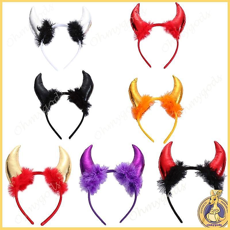 OMG * Gothic Devil Sheep Feather Decor Horn Tiara Headband Cosplay Chụp Ảnh