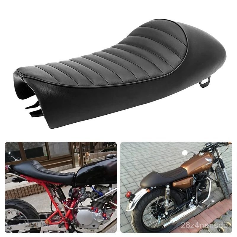 Yên xe máy độ Classic Cafe Racer CG125 dáng bánh mì sọc ngang bọc da cao cấp nệm dày êm ái chống nướ