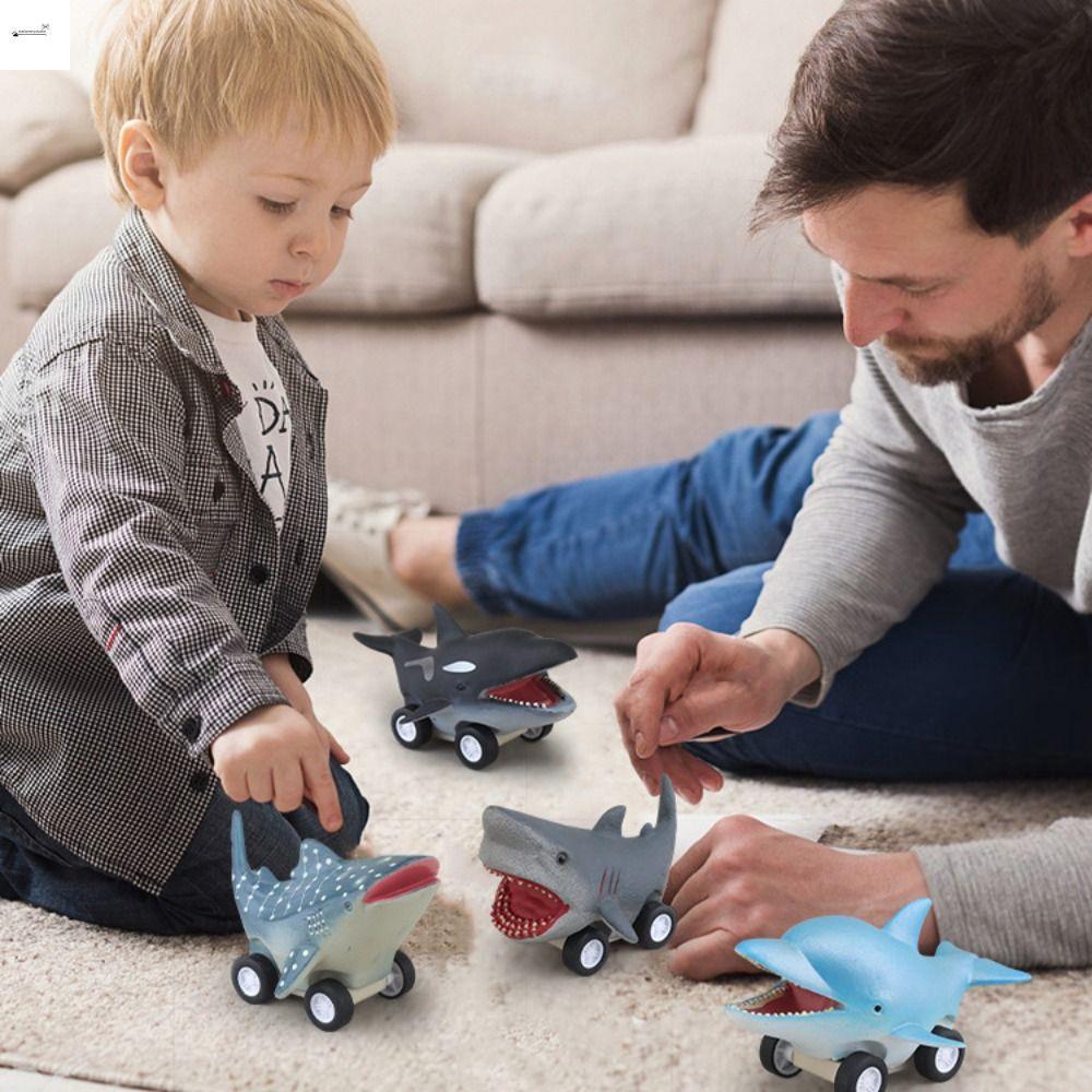 STATIONERYSTUDIO Press and Go Car Toy, Great White Shark Shark Dolphin Inertia Car Toy, Mini Cute Mo