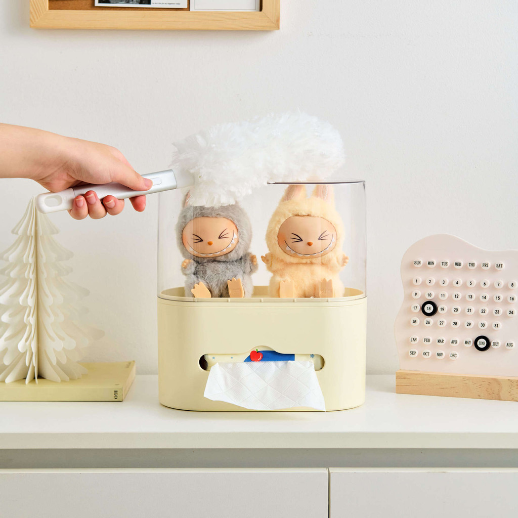 Creative Hand-Made Tissue Box Desktop Living Room Coffee Table Tissue Box Labubu Transparent Dustpro