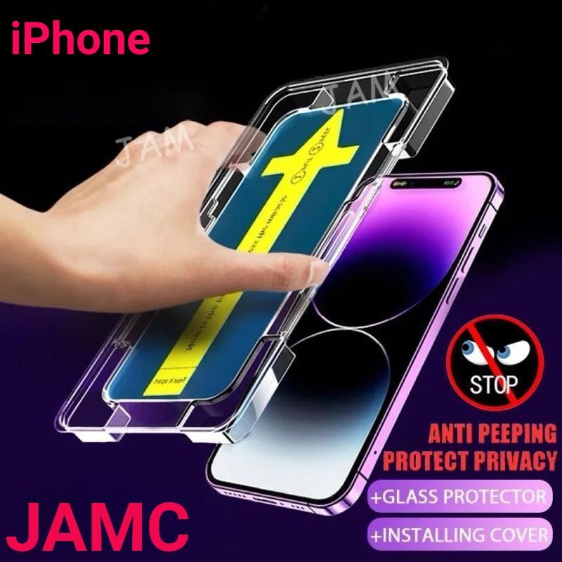 Kính cường lực tự dán chống nhìn trộm có khung tự dáncho iPhone18 17 16 15 14 13 12 11 XS XR XSMAX 6S 7 8 Plus ProMax SE
