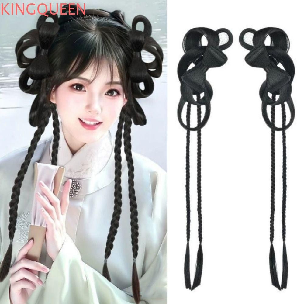 KINGQUEEN Twisted Braid Hair Extension - Retro Style Ponytail Hairpiece Cho Hanfu