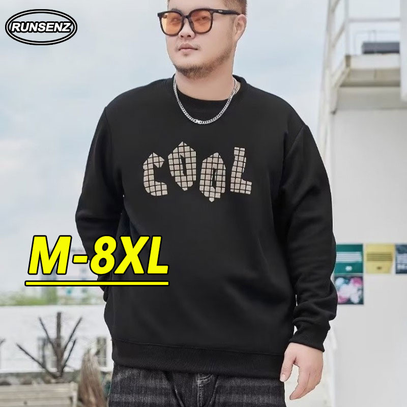 M-8XL Áo Nam Cổ Tròn Tay Dài Phom Rộng