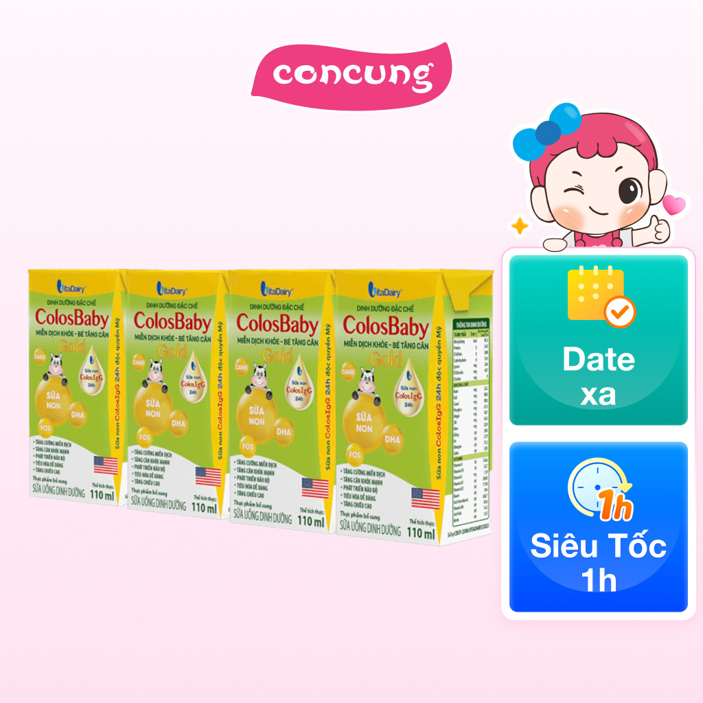 Thùng sữa uống dinh dưỡng Colosbaby 110ml, lốc 4 hộp (trên 1 tuổi)