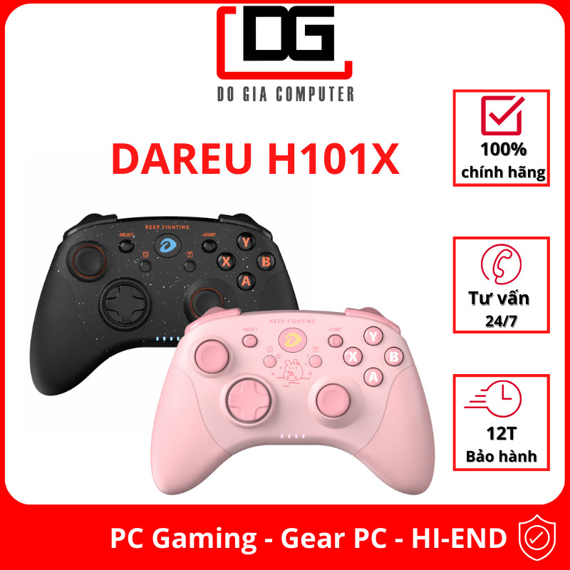 Tay cầm chơi game không dây DAREU H101X / H105 / H106 Pro - Dock sạc (Dual Mode: Type-C, Bluetooth)