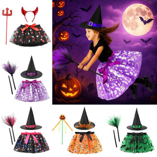   HỎA TỐC  Set 3 món Hóa trang Phù Thủy cho bé gái Halloween Váy phù thủy cho bé 1-7 tuổi 
